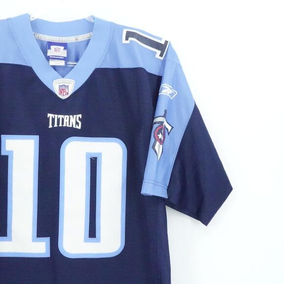 Tennessee Titans Football Jersey Mens Medium Navy Blue Vince Young NFL Reebok - Picture 5 of 16